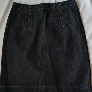 Calvin Klein Denim Jean Women Skirt 2 Back Pockets A Line Side Zipper Black 6